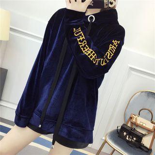 Fleece-lined Loose-fit Hooded Long Sweatshirt