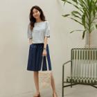 Drawstring Midi Wrap Skort Indigo - One Size