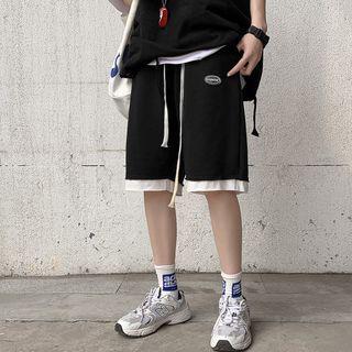 Logo Two-tone Wide-leg Shorts
