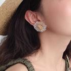 Faux Crystal Flower Earring 1 Pair - Gold Foil Daisy - Silver Earring - One Size