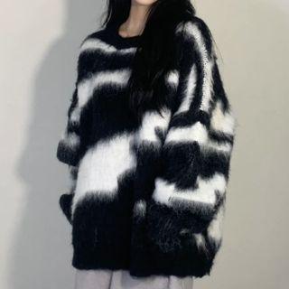 Zebra Print Fluffy Sweater