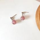 Gemstone Bead Dangle Earring 1 Pair - Stud Earring - Pink - One Size