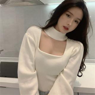 Square-neck Knit Top / Midi Sheath Dress