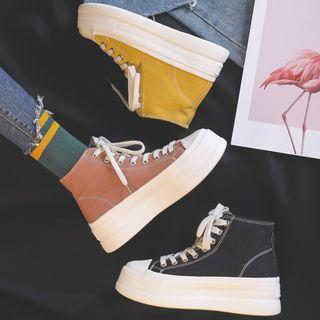 Lace-up Canvas Platform High-top Sneakers
