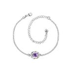 Simple And Fashion Geometric Purple Cubic Zircon Anklet Silver - One Size