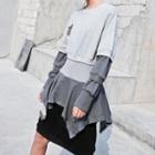Mock Three-piece Pullover Dress Dark Gray - One Size