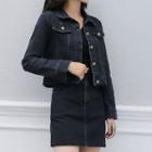 Set: Button-up Denim Jacket + H-line Mini Skirt