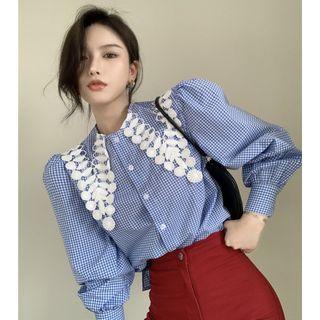 Jacquard-collar Checker Shirt / Slim-fit Shorts