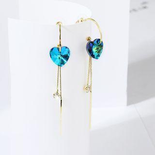 Fringe Crystal Heart Earring  - As Shown In Figure