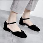 Faux Suede Bow Accent Low Heel Dorsays