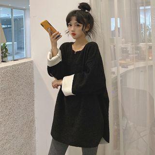 Long-sleeve Loose Fit Plain Sweatshirt