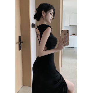 Open-back Side-slit Maxi Dress