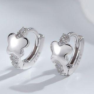 Rhinestone Butterfly Hoop Earring 1 Pair - Earring - Silver - One Size