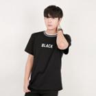 Black Printed Contrast-trim T-shirt