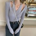Mock Two-piece Halter Knit Top