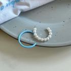 Asymmetrical Hoop Drop Earring 1764a# - 1 Pair - Blue & White - One Size