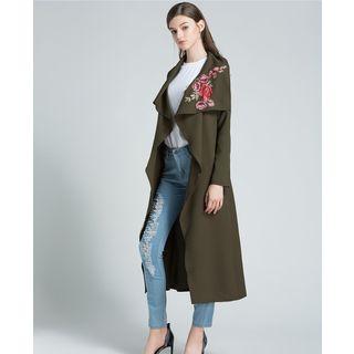 Floral Embroidered Trench Coat