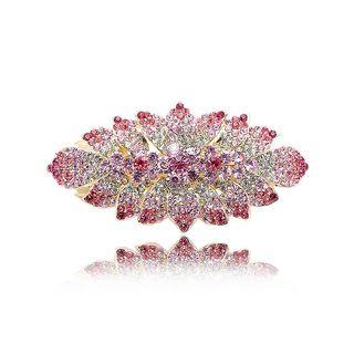 Sparkling Flowers Hair Clips With Pink Austrian Element Crystals