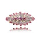 Sparkling Flowers Hair Clips With Pink Austrian Element Crystals
