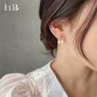 Faux Pearl Bow Stud Earring As Shown In Figure - One Size