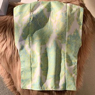 Strapless All-over Print Camisole Top Green Leaf - White - One Size