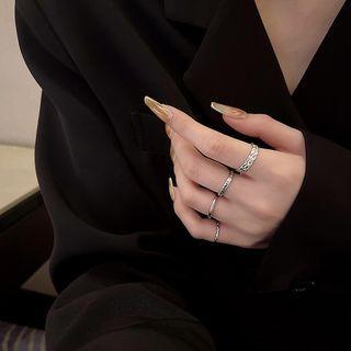 Set Of 4: Alloy Ring (various Designs) J665 - Silver - One Size
