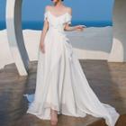 Cold-shoulder Ruffle Trim Maxi A-line Dress
