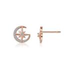 Sparkling Plated Rose Gold Star Stud Earrings With Austrian Element Crystal Rose Gold - One Size