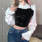 Mock Two-piece Velvet Shirt