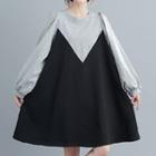 Two-tone A-line Sweatshirt Dress