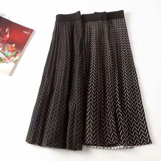 Pattern Midi A-line Knit Skirt
