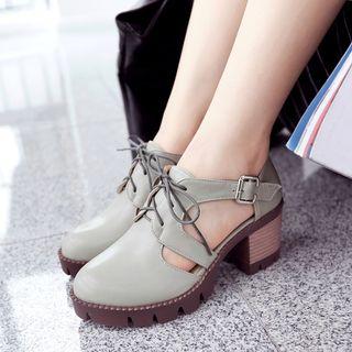 Block Heel Cutout Oxfords