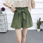 Elastic Waist Shorts With Sash