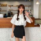Short-sleeve Plain Shirt / Mini Fitted Skirt
