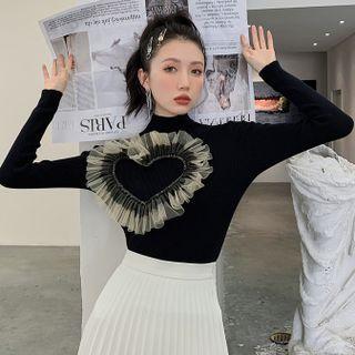 Mesh Heart Knit Top