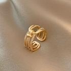 Knot Layered Alloy Open Ring Gold - One Size