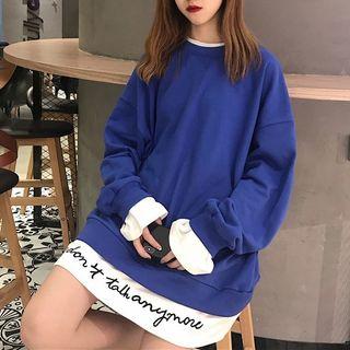 Mock Two-piece Letter Oversized Sweatshirt