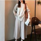 Slit Sweater / Wide-leg Knit Pants