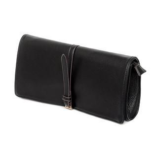 Slip-tab Faux Leather Clutch Black