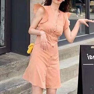 Ruffle-sleeve Mini A-line Dress