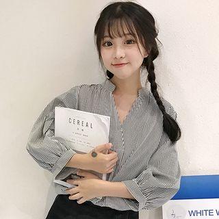 Buttoned Back V-neck Blouse