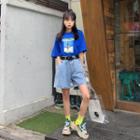 Adjustable-waist Wide-leg Denim Shorts