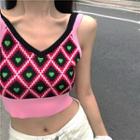 Heart Cropped Knit Camisole Top