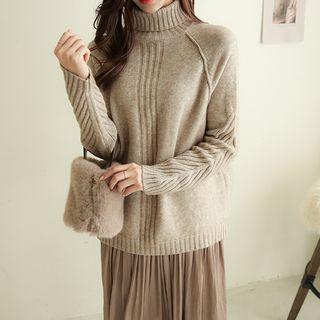 Two-way Turtle-neck Raglan Sweater