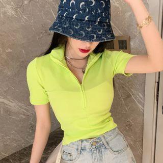 Zip Neck Short-sleeve Polo Shirt