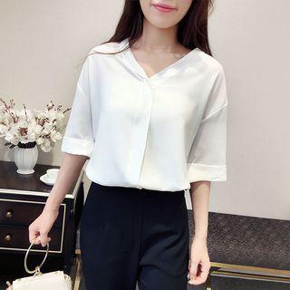 Cross Strap Open Back Short Sleeve Shirt