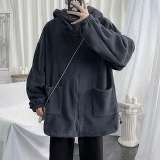Plain Hooded Fleece Zip Jacket