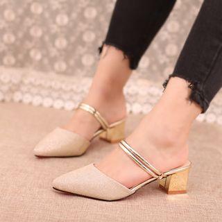 Glitter Block-heel Sandals