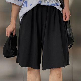 Frayed Wide-leg Sweatshorts