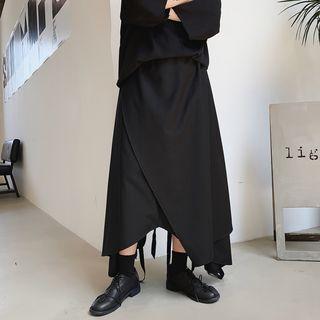 Irregular Hem Wide-leg Cropped Pants